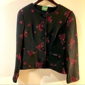 GEIGER MADE IN AUSTRIA Pure Virgin Wool  Embroidered Jacket Round Buttons